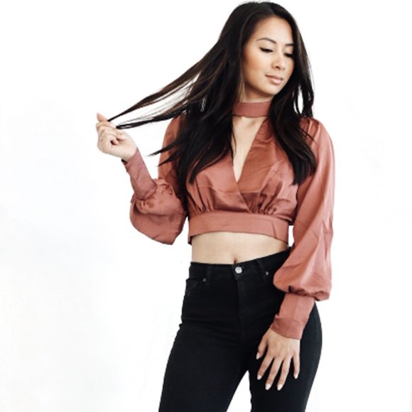 Rose Satin Crop Top - Picture 2 of 3